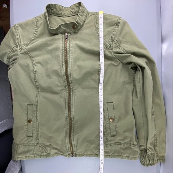 Eddie Bauer Military Jacket Olive Green Brass Full Zip Lightweight Casual Coat L - Picture 10 of 14